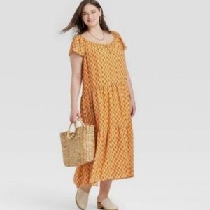 Knox Rose Orange Geometric Maxi Dress Size XL